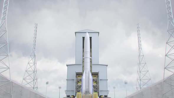 Ariane Rocket Moves from Hangar to the Launch Site