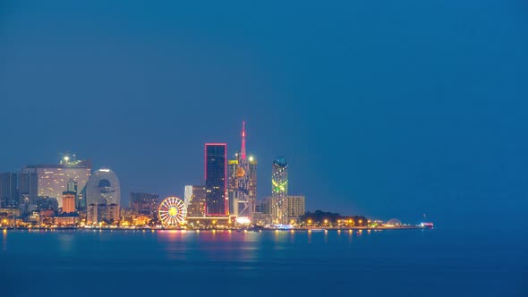 Amazing timelapse of Batumi city skyline. day to night time lapse of Batumi  alt