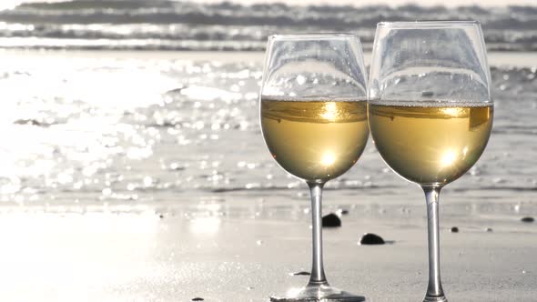 Two Wineglasses on Ocean Beach