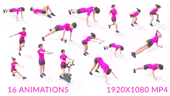 Pack of 16 Turntable Exercise - Woman on white background alt