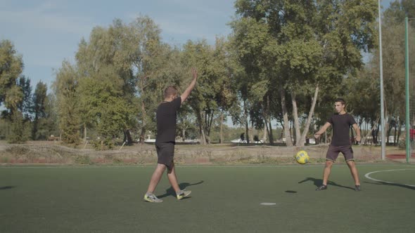 Soccer Referee Pointing at Penalty Spot During Game, Stock Footage