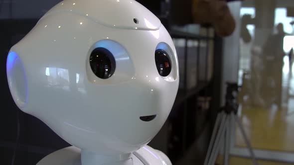Close Up On Robot That Look Of Camera