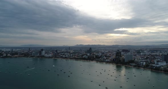 Aerial view Flying Pattaya beach Thailand alt