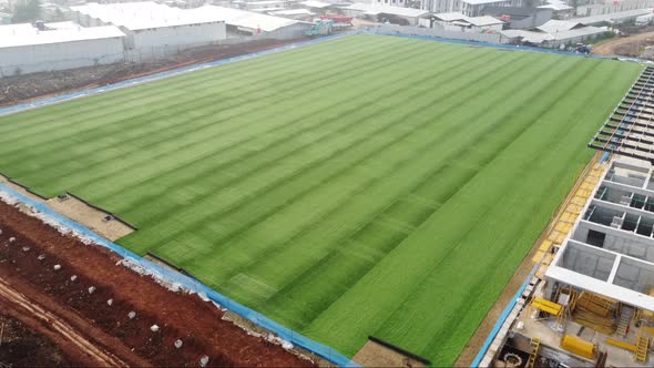 Aerial view of football training field