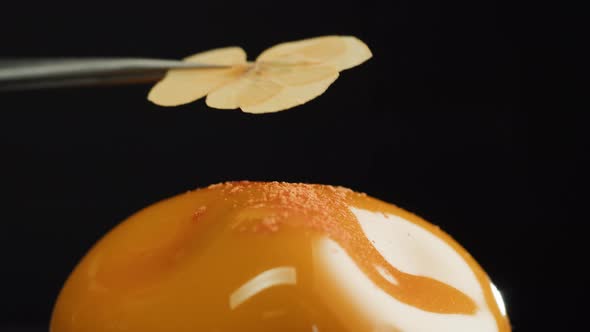 Mousse Orange Cake Creamy Dessert Closeup alt