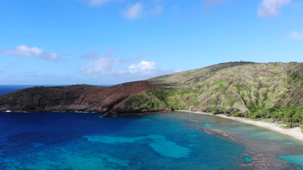 Aerial footage of Hanauma Bay. alt