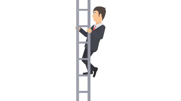 Businessman Climbs The Stairs