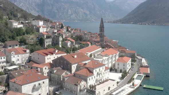 Perast aerial view