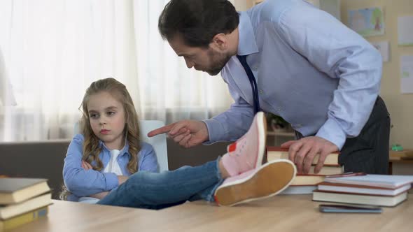 Conflict Between Father and Daughter, Naughty Teenage Girl Copies Dads Gestures alt