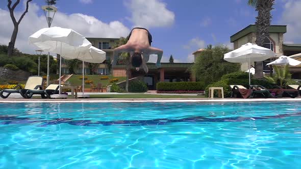 Guy is Jumping into Pool