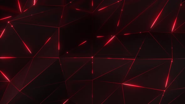 4K Abstract motion background. Low-poly dark waving surface with ...