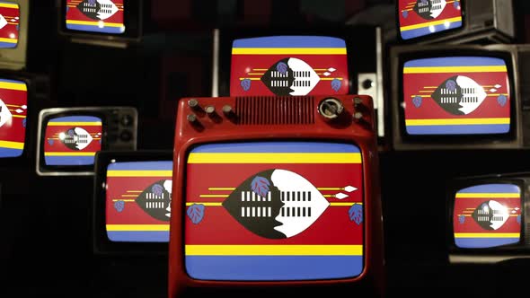 The flag of Eswatini and Retro TVs. alt