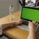 Girl Working With Green Screen Laptop - VideoHive Item for Sale