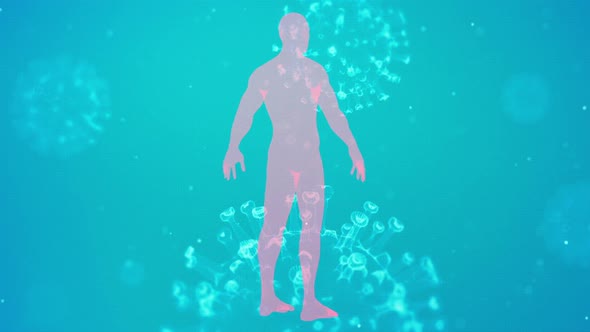 3D Virus And Human In Science Background alt