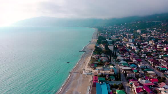 Aerial View of Gagra Town in Abkhazia alt
