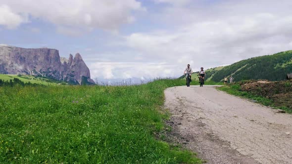 Alpe Di Siusi  Seiser Alm with Sassolungo  Langkofel Mountain Group in Background at Sunset alt
