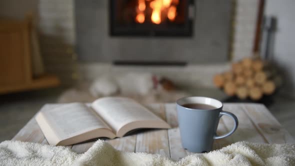 Hygge Concept with Open Book