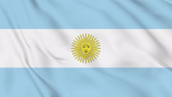 Argentina flag seamless closeup waving animation.  Vd 1980