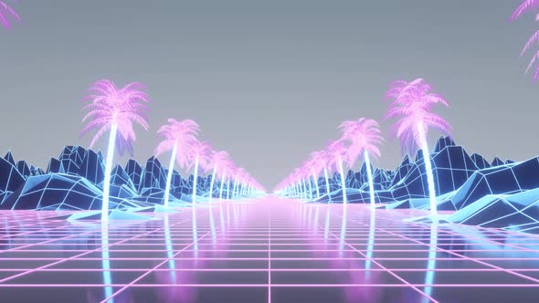 Retro Synthwave Background, Motion Graphics | VideoHive
