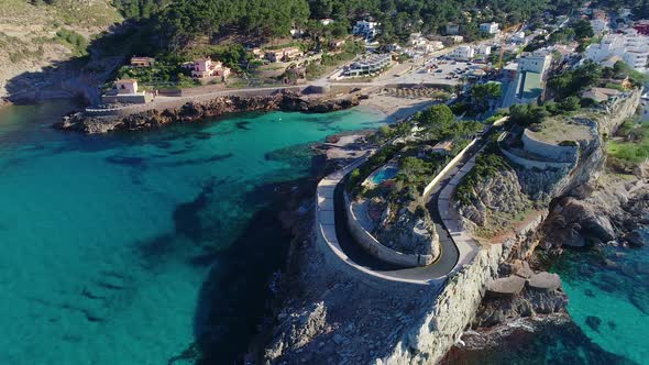 Flight Over Beautiful Seashore at Mallorca