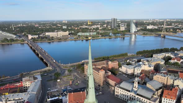 Riga old town aerial panorama alt
