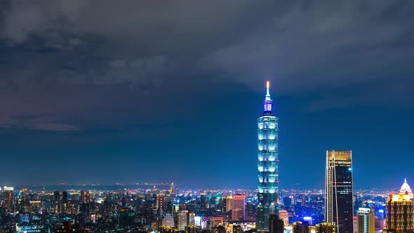 time lapse of city night view in Taipei, Taiwan