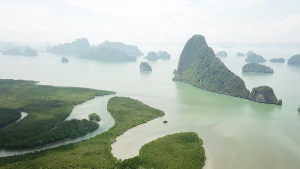 Samet Nangshe Viewpoint Aerial View in Phan Nga, Thailand alt