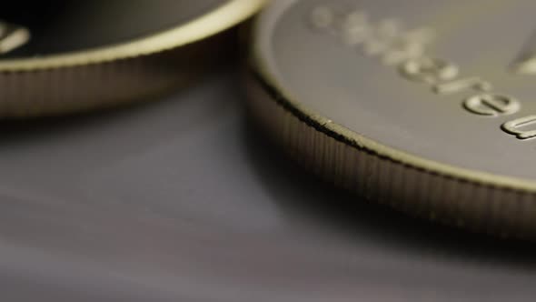 Rotating shot of Ethereum Bitcoins alt