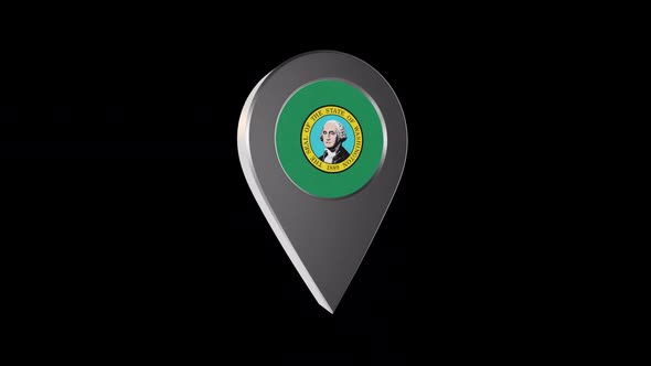 3d Animation Map Navigation Pointer With Washington Flag With Alpha Channel - 2K alt