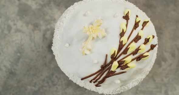 The Traditional Symbol Of Easter Is A Decorated Easter Cake With Willow Twigs And A Cross  alt