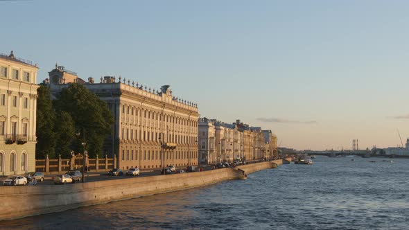 Palace embankment in the evening - St. Petersburg, Russia