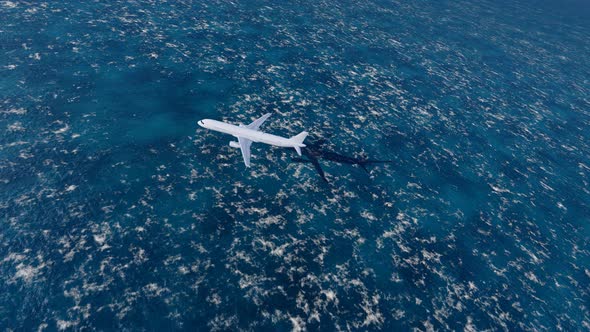 The Airliner Flew Across The Sea