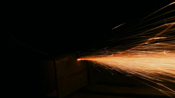 Work Of Electric Grinder. Close-up. alt