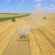 Aerial Shot of Combine Harvester Working in Field - VideoHive Item for Sale