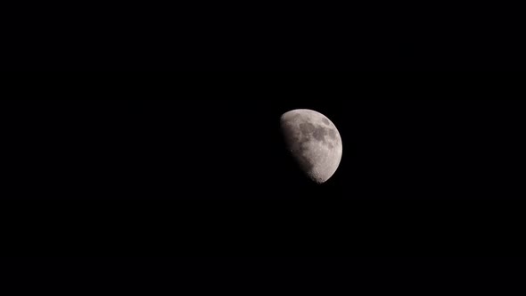 Moon at Night on Black Sky