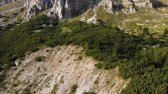 Aerial View of Val Gardena, Dolomites, Italy. Scenic Green Valley on Summer Day alt