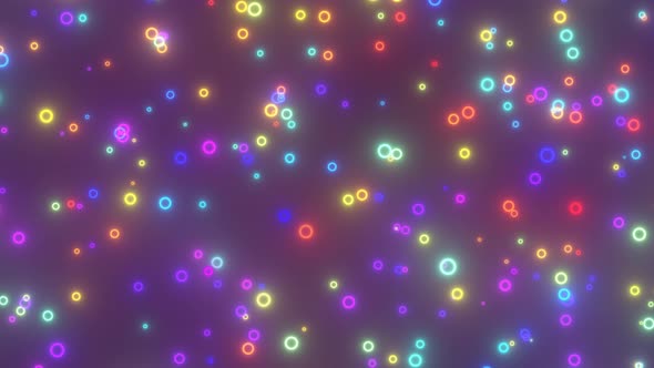Rainbow Glowing Neon Bubbles Rising Float Slowly Upward Circle Rings - 4K alt