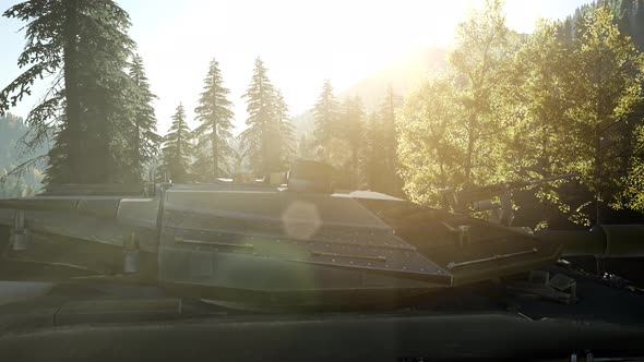 Old Rusty Tank in the Forest at Sunset alt