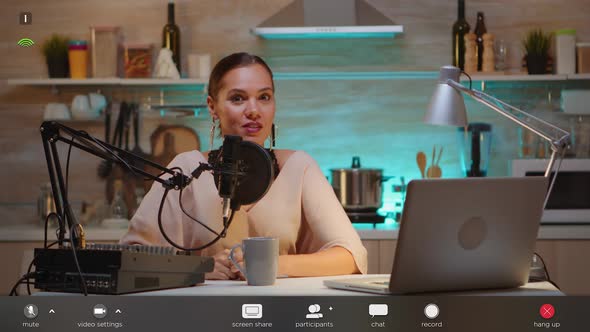 Influencer in Entertainment Industry Talking at Camera and Checking Sound alt