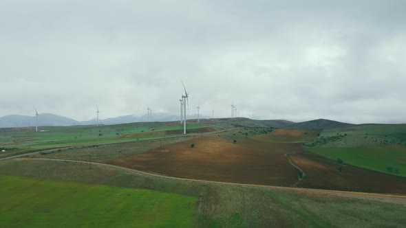 Wind power production clean energy from renewable resource of wind alt