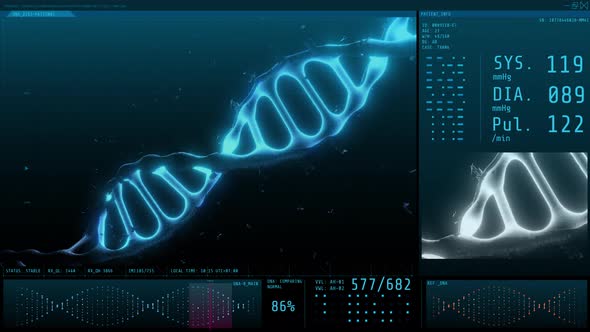 3D animation graphic of human DNA helix construction with slow motion rotating