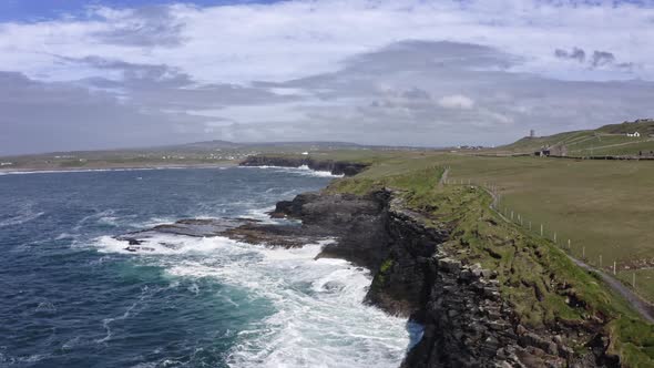 Aerial View of Green Fields Meadows Aerial Road No Cars Driving on Background alt