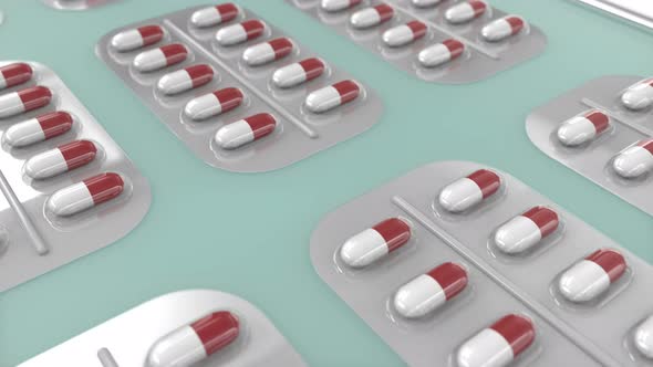 Animation of conveyor with capsule pills