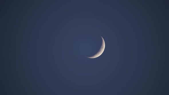 8K Thin Crescent Moon Moonset in Cloudless Sky, Stock Footage | VideoHive