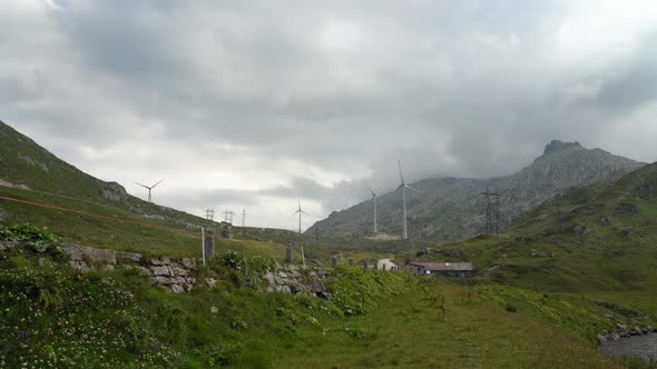 Wind turbines, green wind energy alt