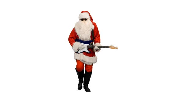 Santa Claus Playing Guitar While Walking