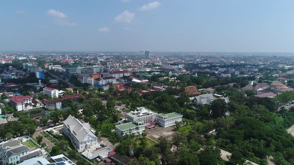 City of Vientiane in Laos seen from the sky alt