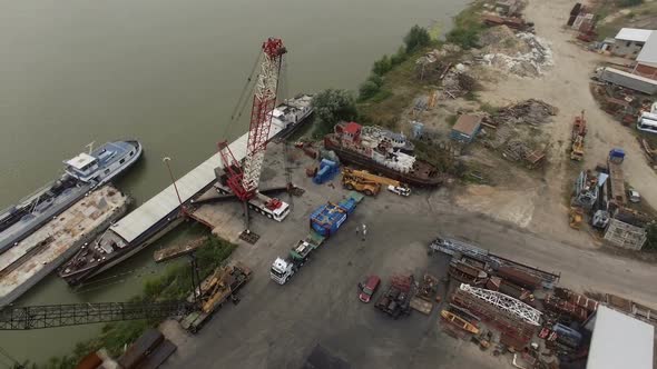 Aerial Crane Transporting Cargo 