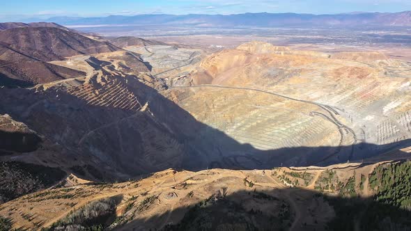 Aerial view of Kennecott Copper Mine in Utah looking towards Salt Lake City alt