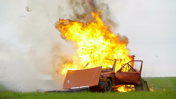 Car Explosion And Car Burning